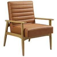 Modway Jensen Vegan Leather Accent Chair - French Oak Tan-Upholstered Vegan Leather