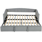 HOMCOM Twin Size Upholstered Trundle Daybed with Storage Pockets - Light Grey-Pop-up trundle lifts to form a spacious king-size sleeping surface