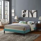 Modway Tessie Fabric King Bed Frame with Squared Tapered Legs - Teal-Upholstered in Polyester