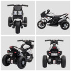 Aosom 6V Kids Electric Pedal Motorcycle with Music - White-Pedal-powered motorcycle, speed can reach maximum 3Km/h 