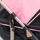 PawHut 4-Wheel 3-in-1 Pet Stroller with Folding Carrier - Pink-Two safety leashes to keep pets securely strapped in 