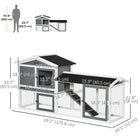 PawHut 69" Wooden Rabbit Hutch with Run Box and Slide-out Tray - White-Ramp allows rabbits to enter the raised housing area quickly 