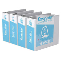 Davis Group Easyview Premium Binder - D Ring - Customizable - 4" - White - 4 Pack-3 Ring Binder