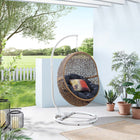 Modway Encase Outdoor Patio Rattan Swing Chair - Cappuccino Navy-Synthetic Rattan Weave