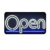 Futech LED Open Sign - 22" W x 12" H - White/Blue-White Neon with Blue Underline