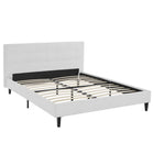 Modway Linnea Faux Leather Queen Bed - White-Platform Bed Frame With Headboard