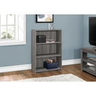 Monarch Specialties 7478 36"H Bookcase - Grey With 3 Shelves-2 adjustable shelves and 1 fixed bottom shelf