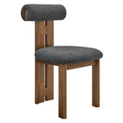 Modway Torian Boucle Fabric Dining Chair - Walnut Charcoal - Set of 2-Assembly Required