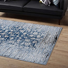 Modway Chiara Distressed Floral Lattice Contemporary Area Rug - 8 ft W x 10 ft L - Moroccan Blue-Gripping Rubber Underside 