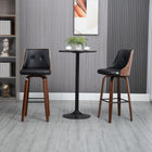 HOMCOM Bar Height PU Leather Swivel Bar Stools - Black - 2 Pack-Classic button tufting adorns the elegant back
