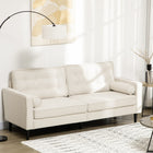 HOMCOM 3-Seater Sofa with Back Cushion, Pillows and Wood Legs - Cream White-Generously padded upholstery and two bolster pillows provide excellent comfort