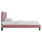 Modway Garcelle Performance Velvet King Platform Bed - Dusty Rose-Wood Slat Support System
