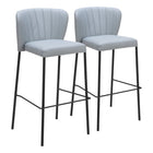 Zuo Linz Barstool - Grey - Set of 2-Plush and durable faux leather fabric