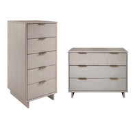 Manhattan Comfort Granville Modern Tall Narrow and Standard Dresser Set - Light Grey-Modern-Contemporary with a taste of Glam Bedroom Dresser Set. Includes 1 Tall Narrow Chest and 1 Standard Dresser