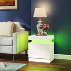 HOMCOM Nightstand with LED Lights- White - Set of 2-Sleek and modern design to complement any decor