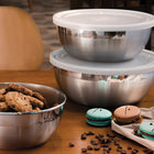 Tramontina Stainless Steel Bowl Shape Container Set with Frosted Lids - 6 Piece Set-Premium 18/10 stainless steel