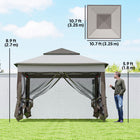 Outsunny 11 ft W x 11 ft L Pop Up Canopy 2-Tier Soft Top Gazebo with Mesh Netting - Mixed Grey-Mesh netting on the 2-tier top and at all sides blocks pesky threats