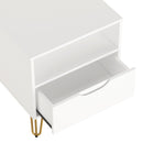 Manhattan Comfort Avira 20" Mid-Century Modern 1-Drawer Nightstand - White-Durable construction designed for long-lasting use