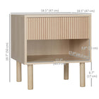 HOMCOM Modern Nightstand with Drawer and Open Shelf - Natural Wood - Set of 2-The surface has a melamine coat, making it easy to clean