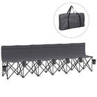 Outsunny 6 Seat Folding Camping Chair with Cup Holder and Carrying Case for Camping - Dark Grey-Seats up to 6 people with comfortable back support