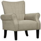 HOMCOM Fabric Accent Chair with Wood Legs - Rolled Arms for Living Room - Beige-Breathable linen-feel fabric resists wrinkles and deformation  

