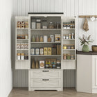 HOMCOM 64" H Kitchen Pantry Cabinet with Doors and Drawers - Distressed White-Four-tier cabinet and two drawers maximize storage possibilities 