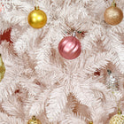 HOMCOM 6' Artificial Christmas Tree with Metal Base - Pink/White-Colour: White, Pink 