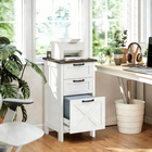 HOMCOM 3 Drawer Vertical Filing Cabinet with Silent Slides - Distressed White-Two small and a large drawer optimize storage options 