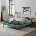 Modway Loryn Fabric King Bed Frame with Round Splayed Legs - Teal-Upholstered in Polyester