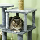 PawHut 54" Condo Tower Cat Tree with Hammock, Scratching Post - Grey-Build in anti-tipping device to keep the cat tower safe 