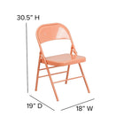 Flash Furniture HERCULES ColourBURST Series Sedona Coral Triple Braced & Double-Hinged Metal Folding Chair-Riveted Steel Components