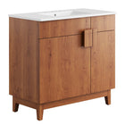 Modway Miles 36" Bathroom Vanity - White/Walnut-Particleboard & Melamine Laminate