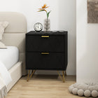 HOMCOM Bedside Table with Storage and Gold Hairpin Legs - Black-Painted surface offers a sleek look and easy cleaning