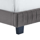 Modway Celine Channel Tufted Performance Velvet Full Bed - Grey-Solid Wood Legs