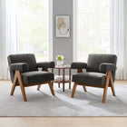 Modway Lyra Fabric Armchair - Dark Grey Fabric - Set of 2-Plywood Frame, Rubber Wood Legs