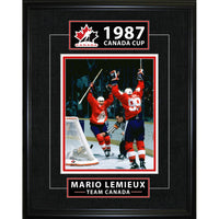 Frameworth Mario Lemieux Classic Series 1987 Canada Cup Golden Goal - Framed Print - 16" x 20"-Officially licensed Team Canada hockey print featuring Mario Lemieux's iconic 1987 Canada Cup Golden Goal