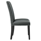 Modway Parcel Dining Faux Leather Side Chair - Grey-Black Stained Tapered Wood Legs