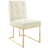Modway Privy Gold Stainless Steel Performance Velvet Dining Chair - Gold/Ivory-Glam Deco Dining Chair