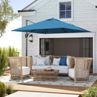 Outsunny 8' L x 8' W Square Patio Hanging Offset Umbrella with 360° Rotation - Navy Blue-8' x 8' (245 x 245 cm) canopy offers complete shade in any park, garden, patio, backyard, beach, pool or other outdoor settings  