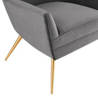 Modway Renata Button Tufted Performance Velvet Armchair - Grey-Sturdy Construction