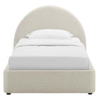 Modway Resort Upholstered Fabric Arched Round Twin Platform Bed - Heathered Weave Ivory-Wood Slat Support