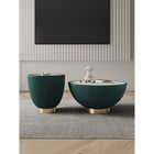 Manhattan Comfort Anderson Modern 28.15" Coffee Table and 18.43" End Table - Green - Set of 2-Beautiful Ceramic Marble Table Top