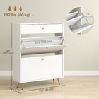HOMCOM Shoe Storage Cabinet with 2 Flip Drawers for 12 Pairs - White-Flat top displays decor beautifully