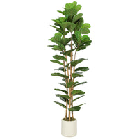 HOMCOM 6' Faux Fiddle Leaf Fig Tree - Green-Features PEVA real-touch leaves and solid wood trunks for ultra-realistic look 