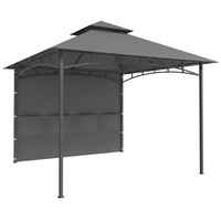 Outsunny 10 ft W x 10 ft L Patio Gazebo - Double Roof Outdoor Gazebo - Dark Grey-Double-tier UPF30+ polyester roof for ventilation and sun protection