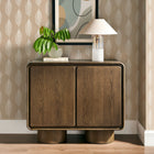 Modway Lumo 2-Door Curved Wood Accent Cabinet - Walnut-Rounded Edge Design