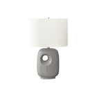 Monarch Specialties 26" H Contemporary Table Lamp - Grey Ceramic / Ivory / Cream Shade-Contemporary 26"h table lamp featuring a sleek light grey ceramic base with a stylish cut-out design, perfectly blending modern aesthetics with functionality to brighten up any living room, office, or bedroom