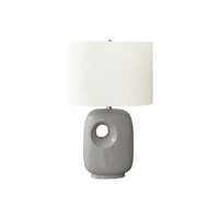 Monarch Specialties 26" H Contemporary Table Lamp - Grey Ceramic / Ivory / Cream Shade-Contemporary 26"h table lamp featuring a sleek light grey ceramic base with a stylish cut-out design, perfectly blending modern aesthetics with functionality to brighten up any living room, office, or bedroom