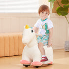 Qaba 6V Kids Ride on Unicorn with Music Forward - White-Soft cover and thick foam offer cozy seating 