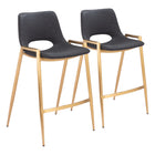 Zuo Desi Counter Stool - Black/Gold - Set of 2-Armrest support